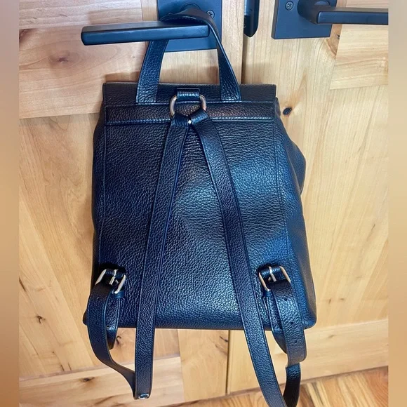Coach Blue Pebbled Leather Drawstring Backpack COACH Azure Blue Leather Mini Turnlock Rucksack Backpack  main image 4
